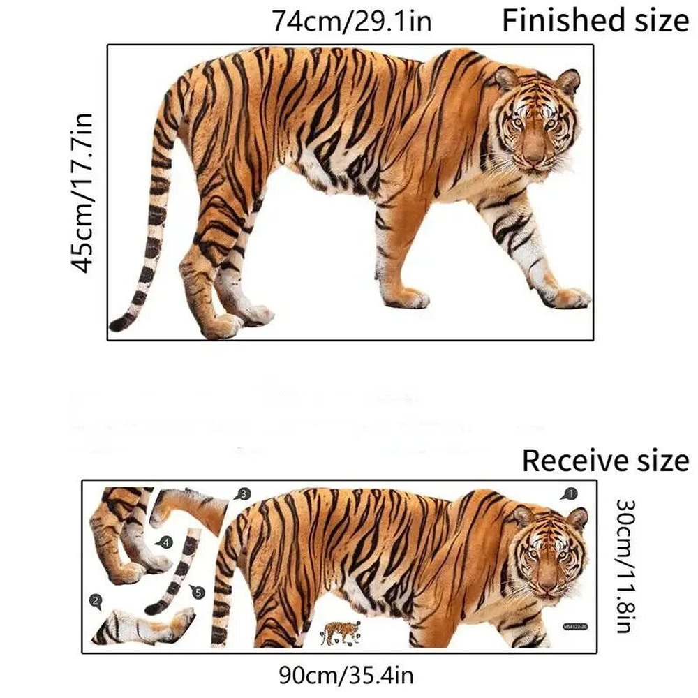 Realistic Tiger 3D Wall Decal 25.5" x 22.8" NEW! Home & Garden:Home Décor:Decals, Stickers & Vinyl Art Style Your Walls